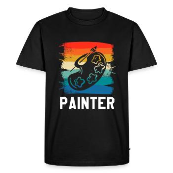Retro Vintage Painter Paint Painting - Men's Premium Organic T-Shirt - black - Front - Nico (187cm)