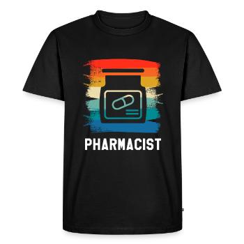 Retro Vintage Pharmacist Pharmacy - Men's Premium Organic T-Shirt - black - Front - Nico (187cm)