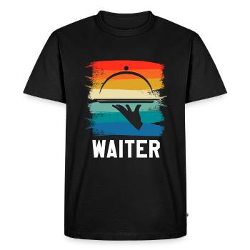 Rétro Vintage Waiter Restaurant servant - T-shirt Premium bio Homme - noir - Devant - Nico (187cm)
