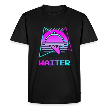 Rétro Vintage Waiter Restaurant servant - T-shirt Premium bio Homme - noir - Devant - Nico (187cm)