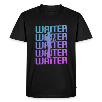 Rétro Vintage Waiter Restaurant servant - T-shirt Premium bio Homme - noir - Devant - Nico (187cm)