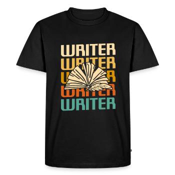 Retro Vintage Writer Professeur d’écriture de livres - T-shirt Premium bio Homme - noir - Devant - Nico (187cm)