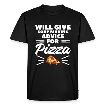 Will Give Soap Making Advice For Pizza - Men's Premium Organic T-Shirt - black - Front - Nico (187cm)