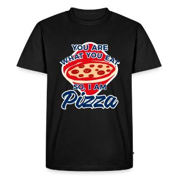 Tu es ce que tu manges donc je suis pizza - T-shirt Premium bio Homme - noir - Devant - Nico (187cm)