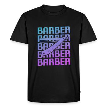 Coiffure Retro Vintage Classic Barber - T-shirt Premium bio Homme - noir - Devant - Nico (187cm)