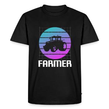 Retro Vintage Classic Farmer Farming - Men's Premium Organic T-Shirt - black - Front - Nico (187cm)