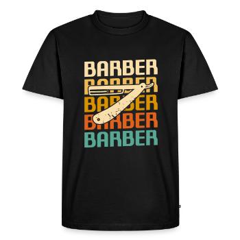 Coiffure Retro Vintage Classic Barber - T-shirt Premium bio Homme - noir - Devant - Nico (187cm)