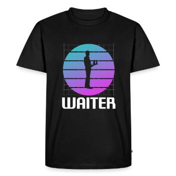 Rétro Vintage Waiter Restaurant servant - T-shirt Premium bio Homme - noir - Devant - Nico (187cm)