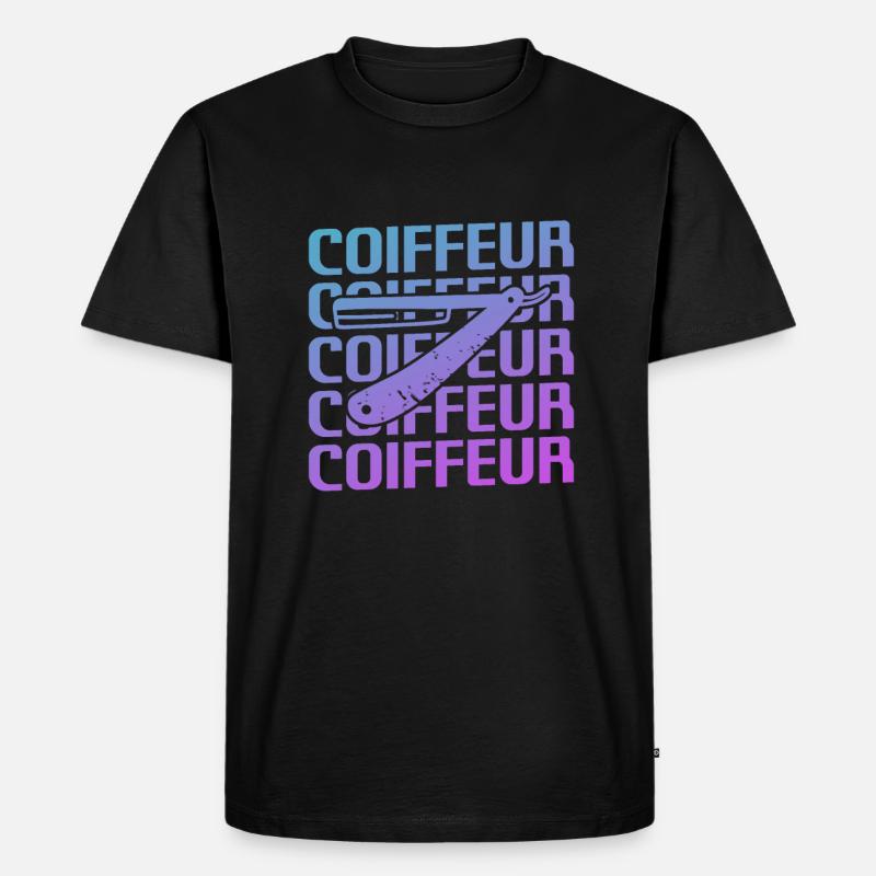 Retro Coiffure Barbier Coiffeuse - Männer Premium Bio T-Shirt - Schwarz