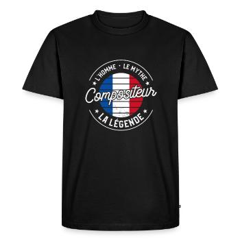 Compositeur L'Homme Le Mythe, La Légende - T-shirt Premium bio Homme - noir - Devant - Nico (187cm)