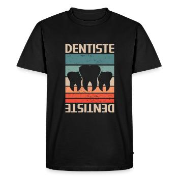 Vintage Retro Dentiste Dentisterie - T-shirt Premium bio Homme - noir - Devant - Nico (187cm)