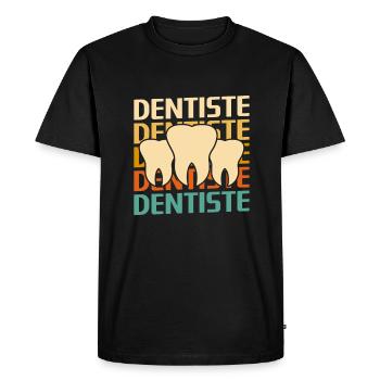Retro Dentiste Dentisterie - T-shirt Premium bio Homme - noir - Devant - Nico (187cm)