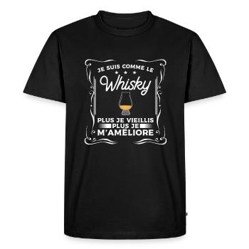 Je Suis Comme Le Whisky Plus Je Vieillis Plus Je - T-shirt Premium bio Homme - noir - Devant - Nico (187cm)