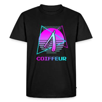 Retro Coiffeur Coiffure - T-shirt Premium bio Homme - noir - Devant - Nico (187cm)