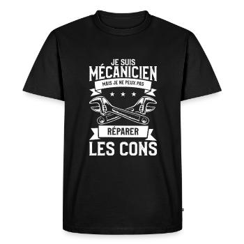 Je Suis Mécanicien Mais Je Ne Peux Pas Réparer Les - T-shirt Premium bio Homme - noir - Devant - Nico (187cm)