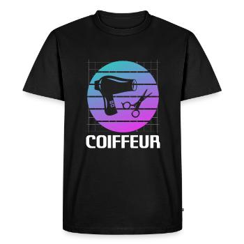 Retro Coiffeur Coiffure - T-shirt Premium bio Homme - noir - Devant - Nico (187cm)