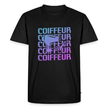 Retro Coiffeur Coiffure - T-shirt Premium bio Homme - noir - Devant - Nico (187cm)