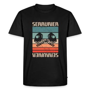 Vintage Retro Serrurier Serrurerie - T-shirt Premium bio Homme - noir - Devant - Nico (187cm)