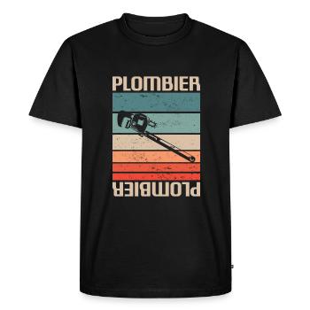 Vintage Retro Plombier Plomberie - T-shirt Premium bio Homme - noir - Devant - Nico (187cm)