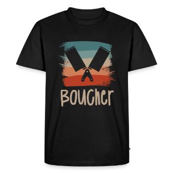 Vintage Retro Boucher Boucherie - T-shirt Premium bio Homme - noir - Devant - Nico (187cm)