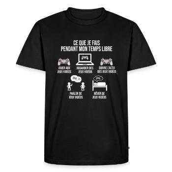 Jeux Vidéo Temps Libre Humour Cadeau Ado Gamer - T-shirt Premium bio Homme - noir - Devant - Nico (187cm)