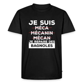 Je Suis Je Répare Des Bagnoles Mécanicien - T-shirt Premium bio Homme - noir - Devant - Nico (187cm)