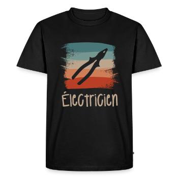 Vintage Retro Électricien Électrique - T-shirt Premium bio Homme - noir - Devant - Nico (187cm)