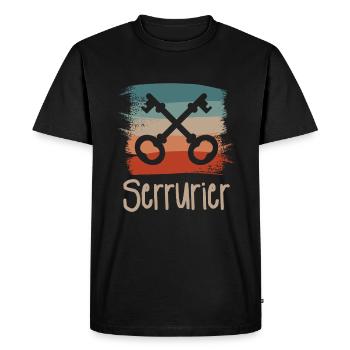 Vintage Retro Serrurier Serrurerie - T-shirt Premium bio Homme - noir - Devant - Nico (187cm)