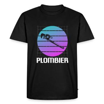 Retro Plombier Plomberie - T-shirt Premium bio Homme - noir - Devant - Nico (187cm)