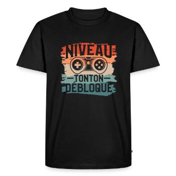 Niveau Tonton Débloqué Oncle Annonce De Grossesse - T-shirt Premium bio Homme - noir - Devant - Nico (187cm)