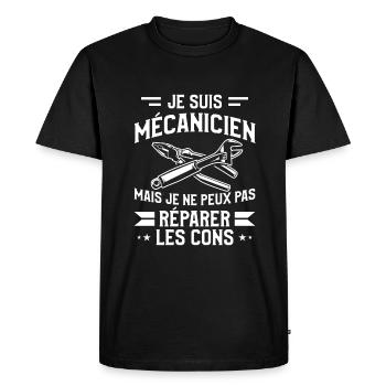 Je Suis Mécanicien Mais Je Ne Peux Pas Réparer Les - T-shirt Premium bio Homme - noir - Devant - Nico (187cm)