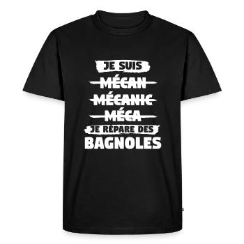 Je Suis Je Répare Des Bagnoles Mécanicien - T-shirt Premium bio Homme - noir - Devant - Nico (187cm)
