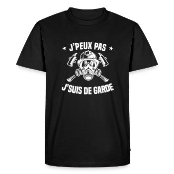 J'peux Pas J'Suis De Garde Pompier - T-shirt Premium bio Homme - noir - Devant - Nico (187cm)