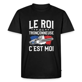 Le Roi De La Tronçonneuse C'est Moi Bûcheron - T-shirt Premium bio Homme - noir - Devant - Nico (187cm)