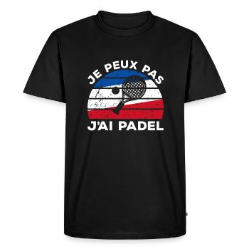 Je Peux Pas J'ai Padel Pongiste - T-shirt Premium bio Homme - noir - Devant - Nico (187cm)