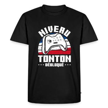 Niveau Tonton Débloqué Oncle Annonce De Grossesse - T-shirt Premium bio Homme - noir - Devant - Nico (187cm)