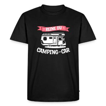 Reine Du Camping-Car Camp Campeur - T-shirt Premium bio Homme - noir - Devant - Nico (187cm)