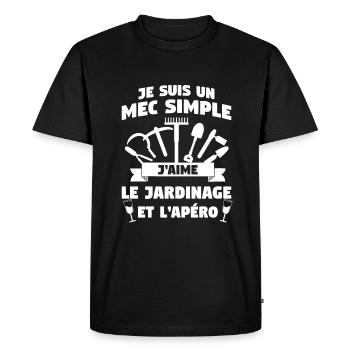 Je Suis Un Mec Simple J'aime Le Jardinage Et - T-shirt Premium bio Homme - noir - Devant - Nico (187cm)