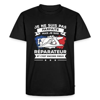 Je Ne Suis Pas Parfaite Mais Je Suis Réparateur - T-shirt Premium bio Homme - noir - Devant - Nico (187cm)
