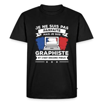 Je Ne Suis Pas Parfaite Mais Je Suis Graphiste - T-shirt Premium bio Homme - noir - Devant - Nico (187cm)