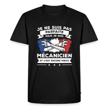 Je Ne Suis Pas Parfaite Mais Je Suis Mécanicien - T-shirt Premium bio Homme - noir - Devant - Nico (187cm)