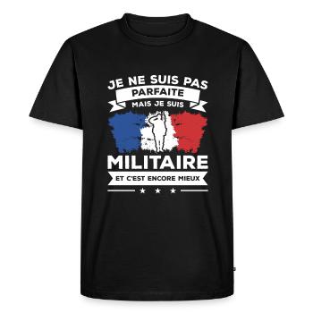 Je Ne Suis Pas Parfaite Mais Je Suis Militaire - T-shirt Premium bio Homme - noir - Devant - Nico (187cm)