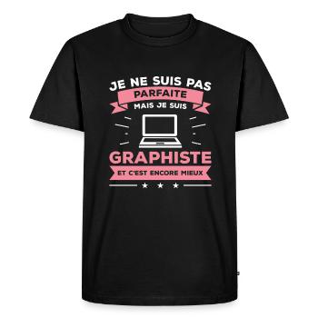 Je Ne Suis Pas Parfaite Mais Je Suis Graphiste - T-shirt Premium bio Homme - noir - Devant - Nico (187cm)