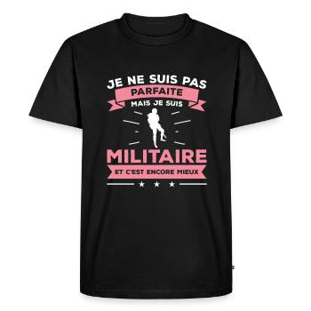 Je Ne Suis Pas Parfaite Mais Je Suis Militaire - T-shirt Premium bio Homme - noir - Devant - Nico (187cm)