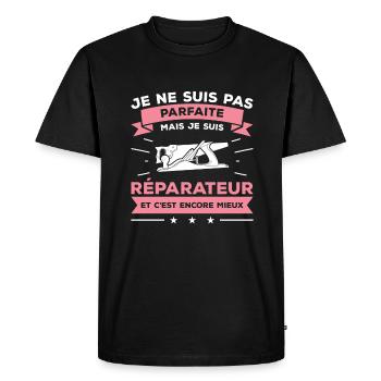 Je Ne Suis Pas Parfaite Mais Je Suis Réparateur - T-shirt Premium bio Homme - noir - Devant - Nico (187cm)