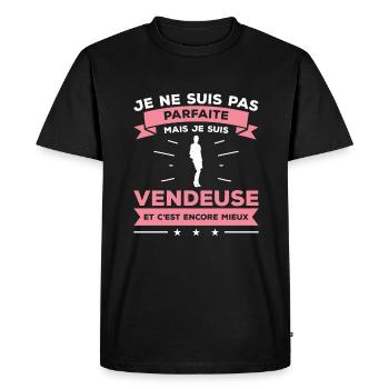 Je Ne Suis Pas Parfaite Mais Je Suis Vendeuse - T-shirt Premium bio Homme - noir - Devant - Nico (187cm)