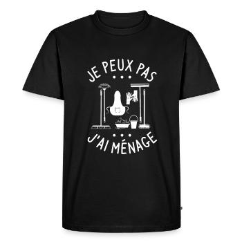 Je Peux Pas J'ai Ménage Ménager - T-shirt Premium bio Homme - noir - Devant - Nico (187cm)