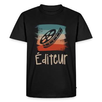Vintage Retro Éditeur Vidéo Édition - T-shirt Premium bio Homme - noir - Devant - Nico (187cm)