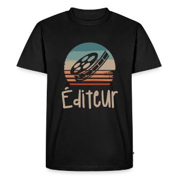 Vintage Retro Éditeur Vidéo Édition - T-shirt Premium bio Homme - noir - Devant - Nico (187cm)