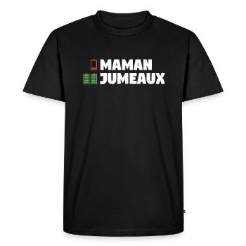Maman Jumeaux Annonce De Grossesse - T-shirt Premium bio Homme - noir - Devant - Nico (187cm)